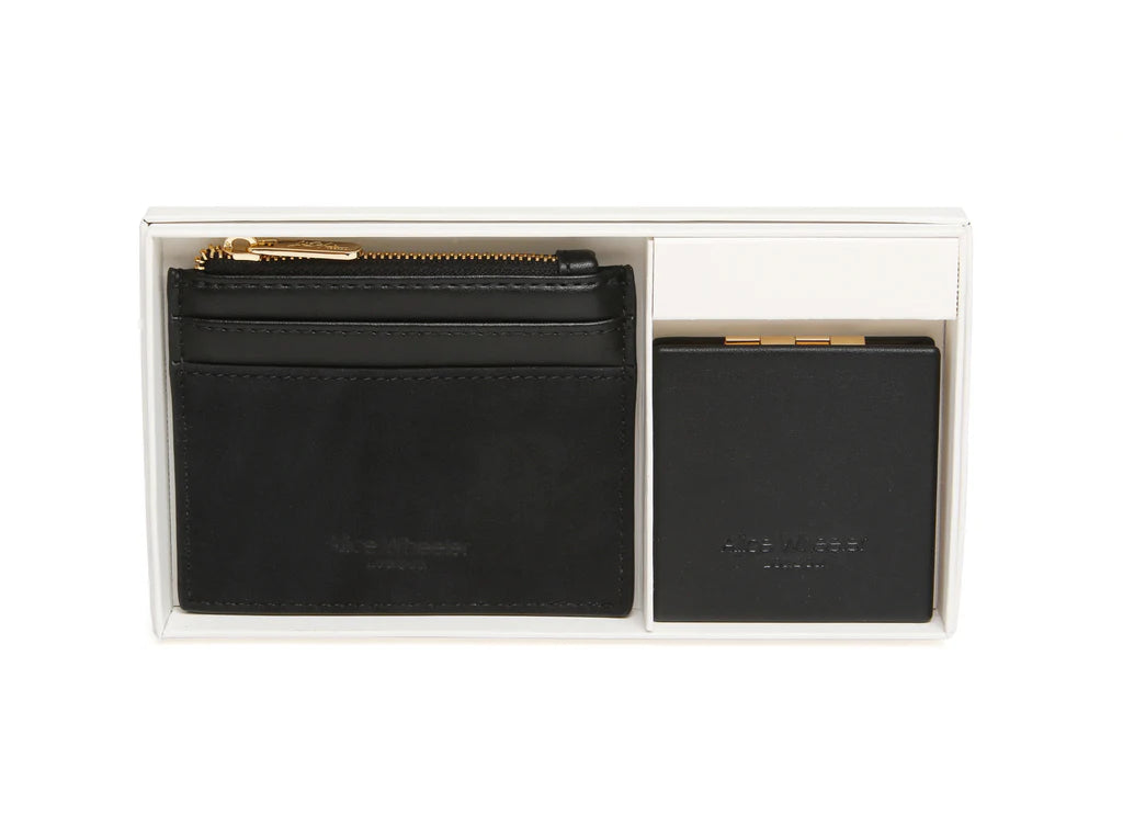 Alice Wheeler Black Verona Coin Purse and Vienna Compact Mirror Gift Set