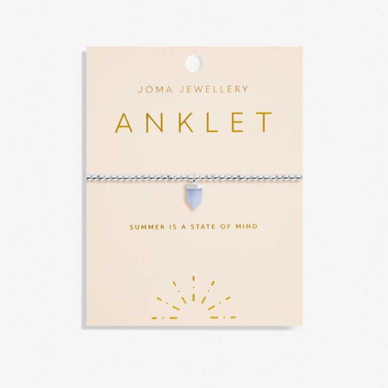 Joma Jewellery Anklet Blue Agate Crystal Silver Plated Anklet