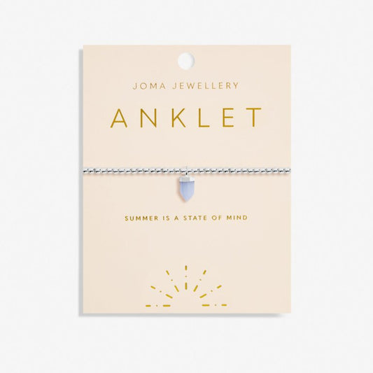 Joma Jewellery Anklet Blue Agate Crystal Silver Plated Anklet