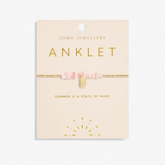Joma Jewellery Anklet Pink Crystal Gold Plated Anklet