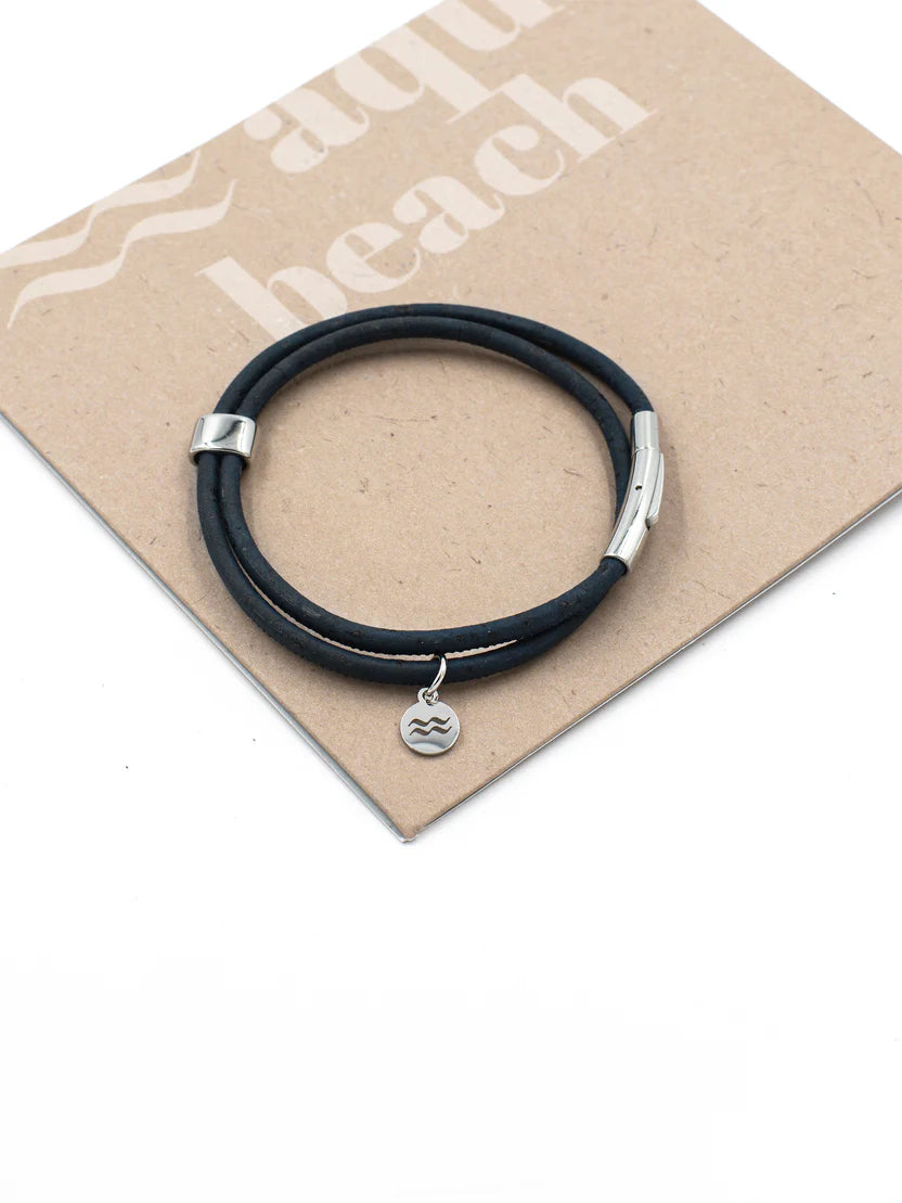 Aqua Beach Sustainable Cork Bracelet Navy M