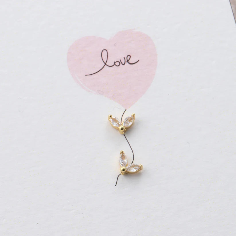 Attic Creations Card Crystal Offshoot Earrings Gold/Clear
