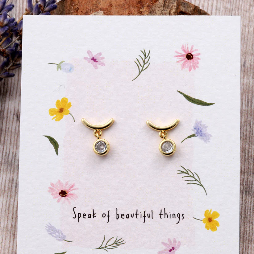 Attic Creations Card Curl With Gem Earrings Clear