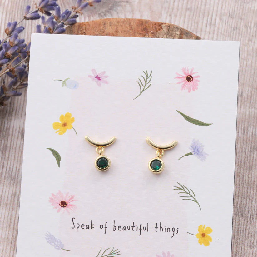 Attic Creations Card Curl With Gem Earrings Green