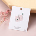 Attic Creations Card Four Crystals Sparkle Earrings Studs Silver/Green