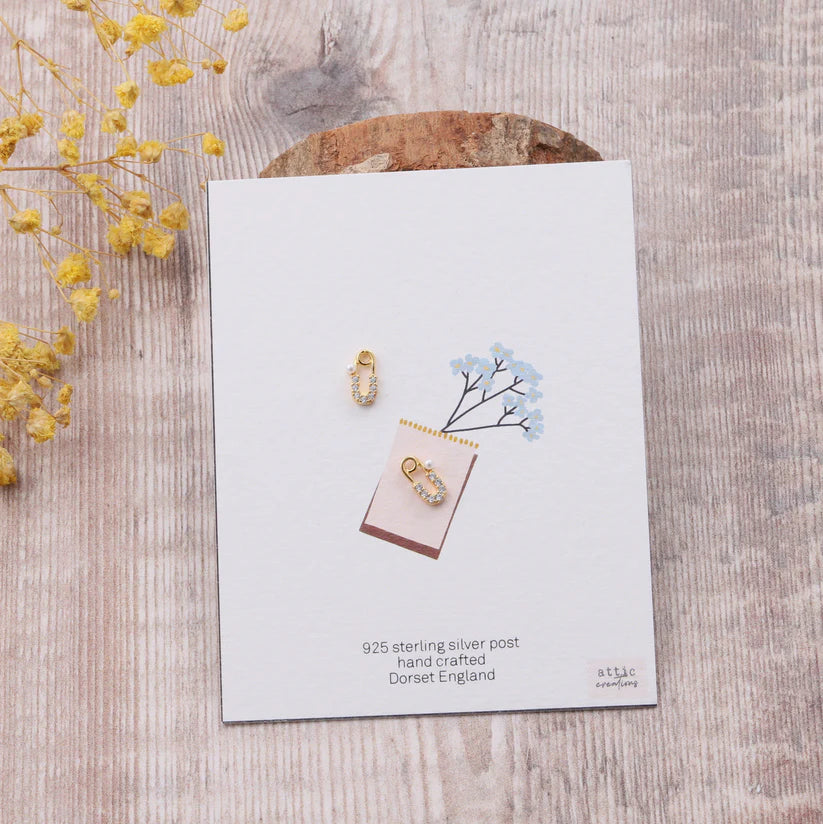 Attic Creations Card Gold Clip Earrings