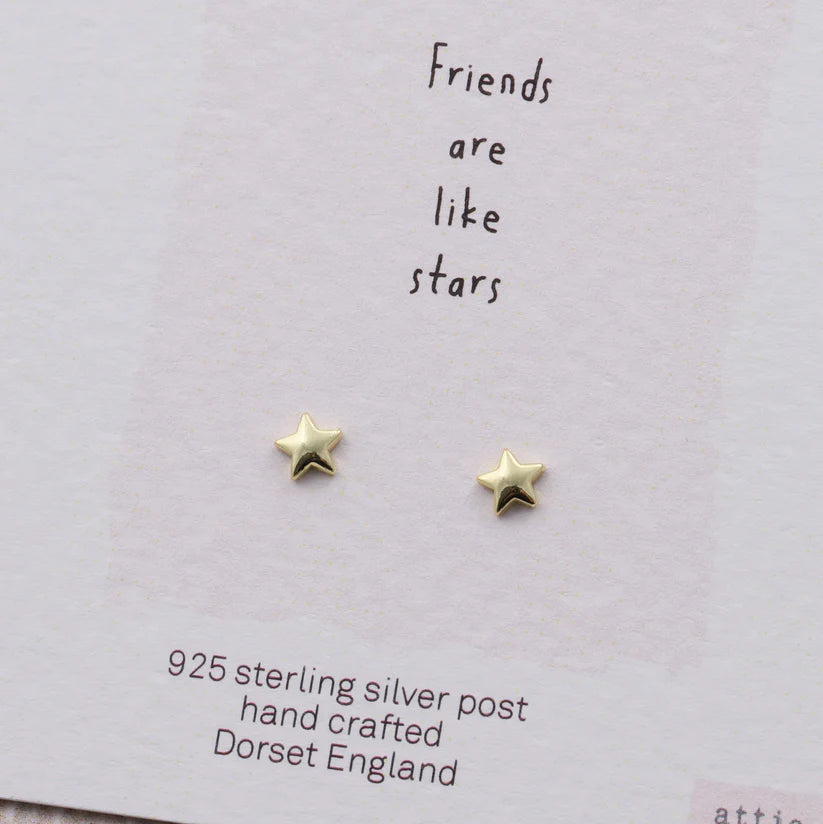 Attic Creations Card Gold Star Earrings Friends Are Like Stars