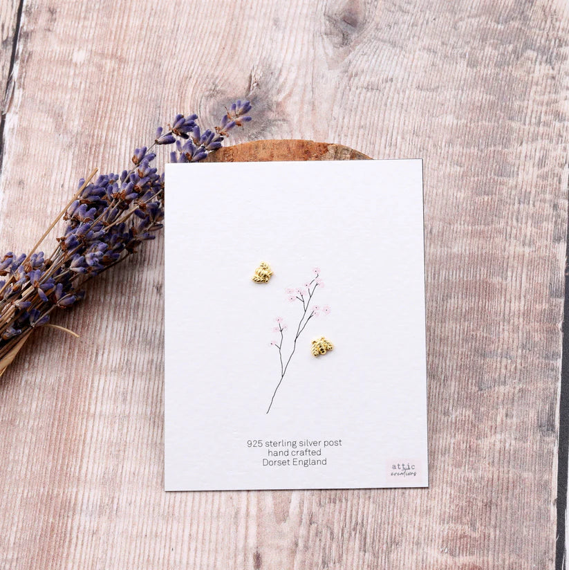 Attic Creations Card Tiny Little Bees Earrings Gold