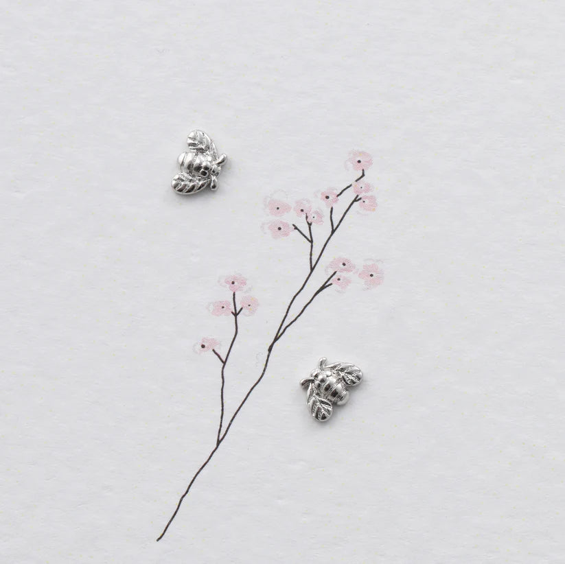 Attic Creations Card Tiny Little Bees Earrings Silver