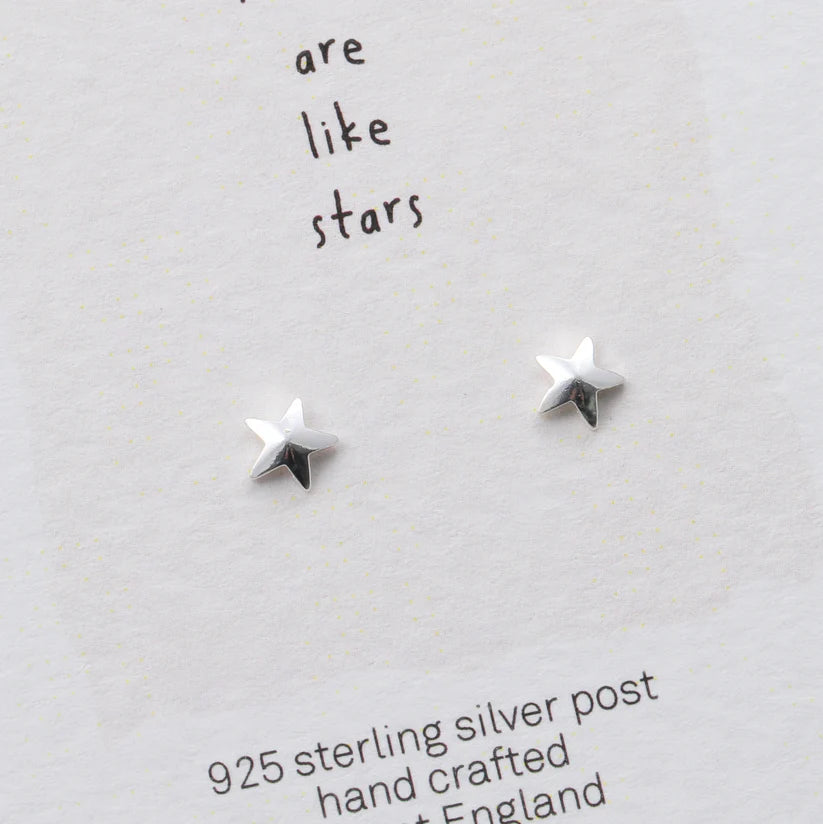 Attic Creations Card Little Silver Star Earrings Friends Are Like Stars