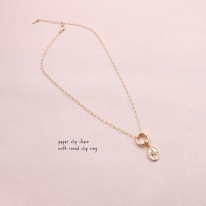 Attic Creations Charm Chains 2 Paper Clip Chain With Circle Ring Necklace