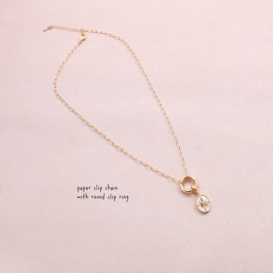 Attic Creations Charm Chains 2 Paper Clip Chain With Circle Ring Necklace