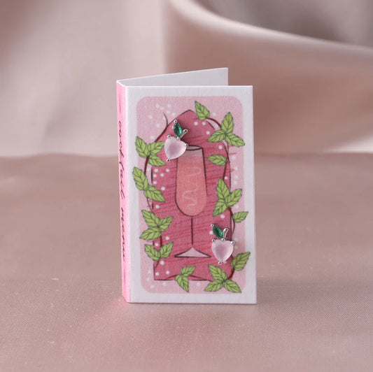 Attic Creations Cocktail Menu Crystal Peach Earrings Silver