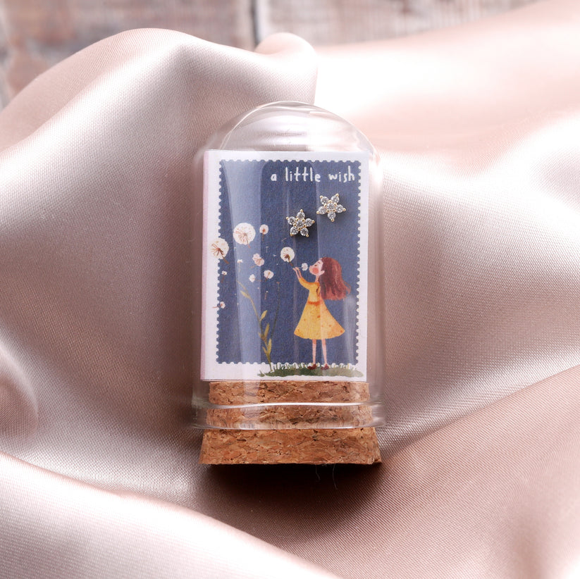 Attic Creations Crystal Inlaid Little Star Earrings Make A Wish Gold