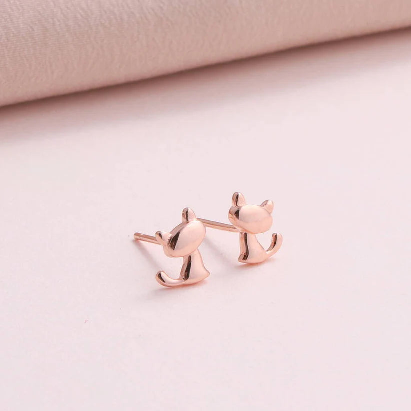 Attic Creations Home Is Where The Cat Is Rose Gold Earrings