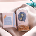 Attic Creations Little Note Bow And Crystal Heart Earrings Gold