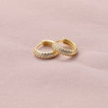 Attic Creations Medium 3 Row Gemstone Hoop Earrings Gold
