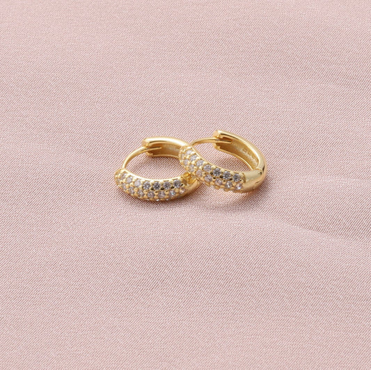 Attic Creations Medium 3 Row Gemstone Hoop Earrings Gold