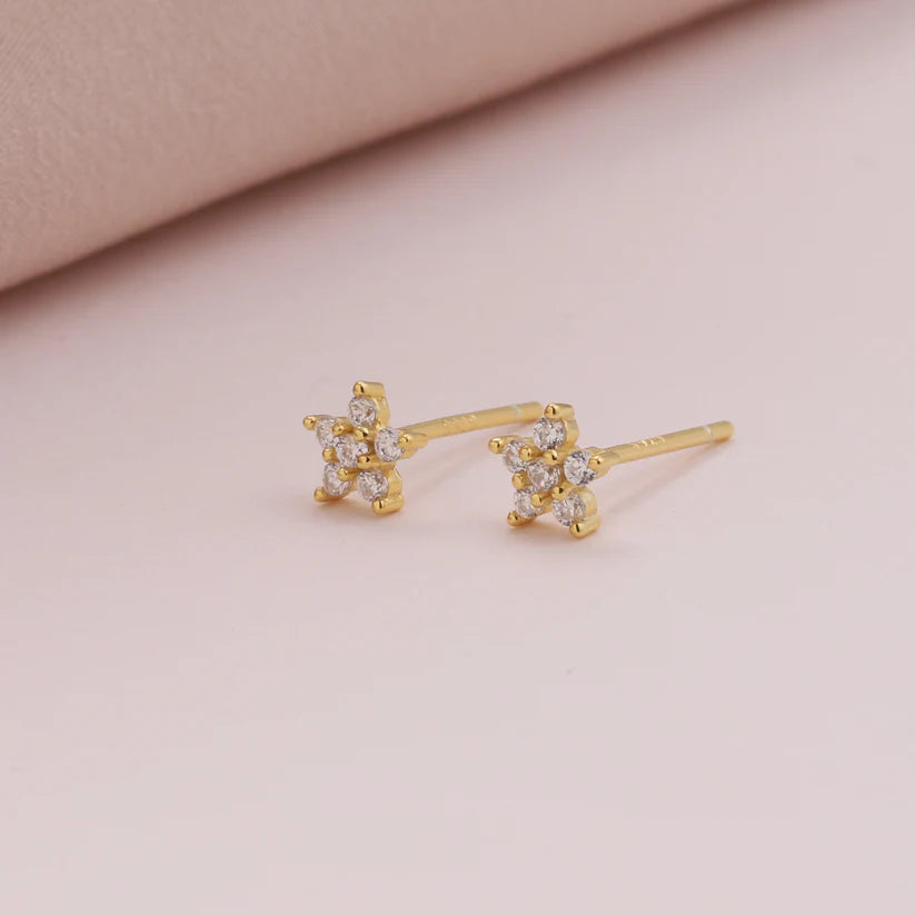 Attic Creations Message Bottle Little Star Crystal Star Earrings Gold