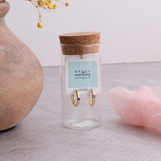 Attic Creations Single Gem Earrings Blue