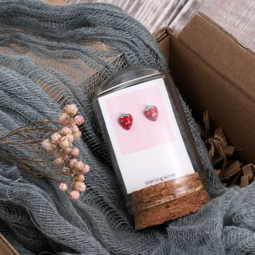 Attic Creations Strawberry In A Bottle Earrings