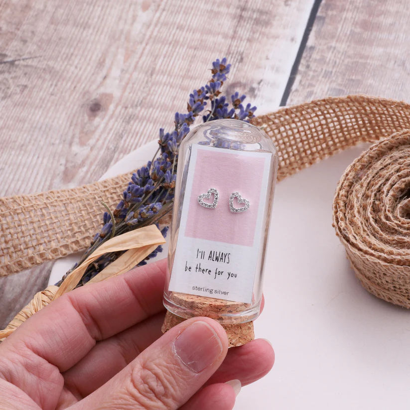 Attic Creations I will Always be There For you Heart Earrings Silver