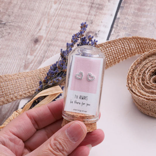 Attic Creations I will Always be There For you Heart Earrings Silver