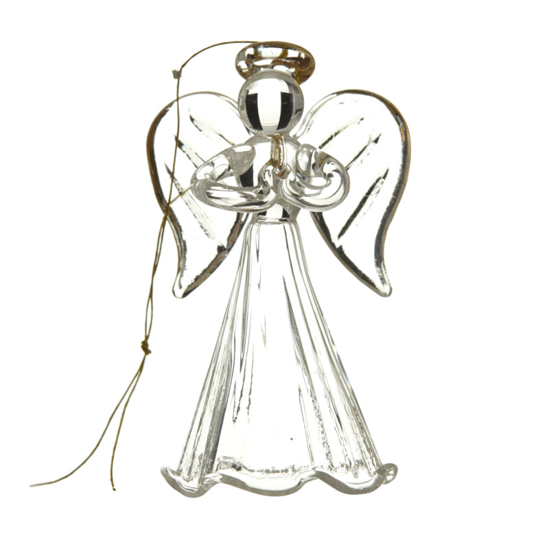 Christmas Glass Hanging Small Fluted Dress Angel In Prayer