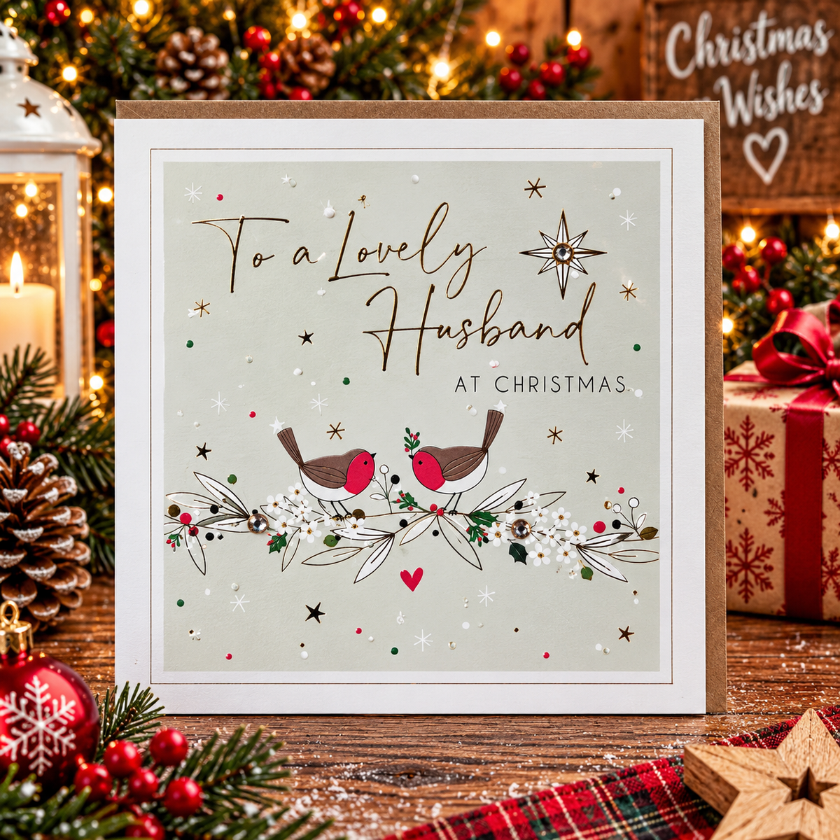 Belly Button To A Lovely Husband At Christmas Card