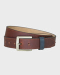 Sophos Barwell Block Edge Mens Belt Brown/Navy Small