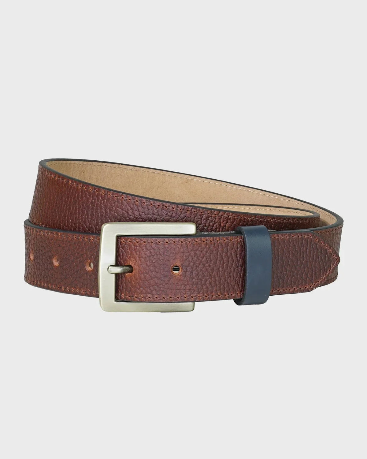 Sophos Barwell Block Edge Mens Belt Brown/Navy Small