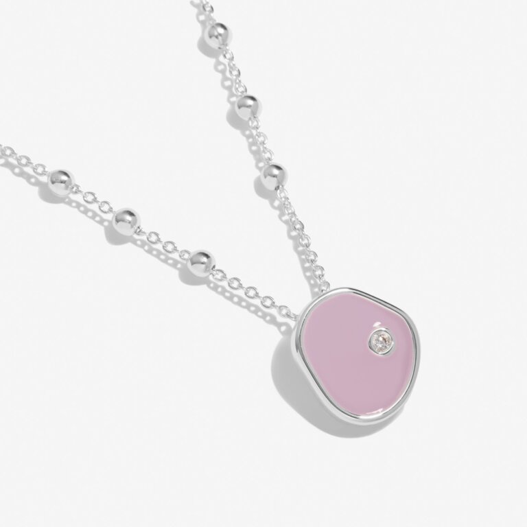 Joma Jewellery Beau Lilac Enamel Silver Plated Cz Necklace