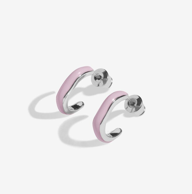 Joma Jewellery Beau Lilac Enamel Silver Plated Hoop Earrings