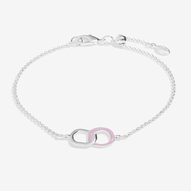 Joma Jewellery Beau Lilac Enamel Silver Plated Linked Bracelet