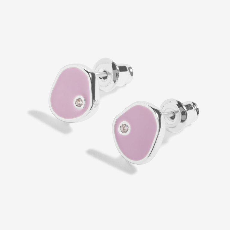 Joma Jewellery Beau Lilac Enamel Silver Plated Stud Earrings