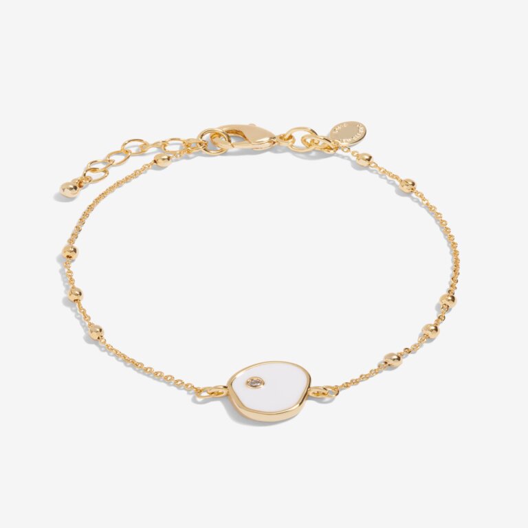 Joma Jewellery Beau White Enamel Gold Plated Cz Bracelet