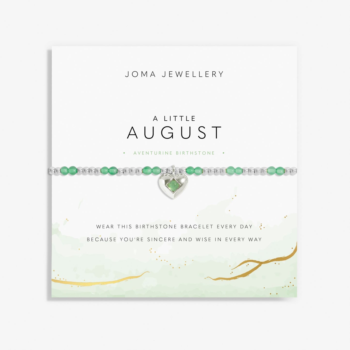 Birthstone A Little August Aventurine Silver Plated Bracelet