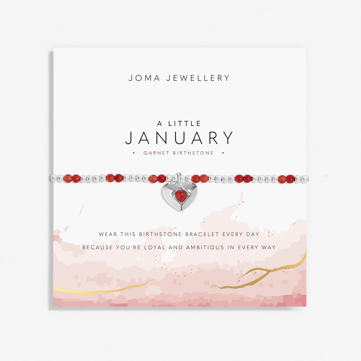 Birthstone A Little January Garnet Silver Plated Bracelet
