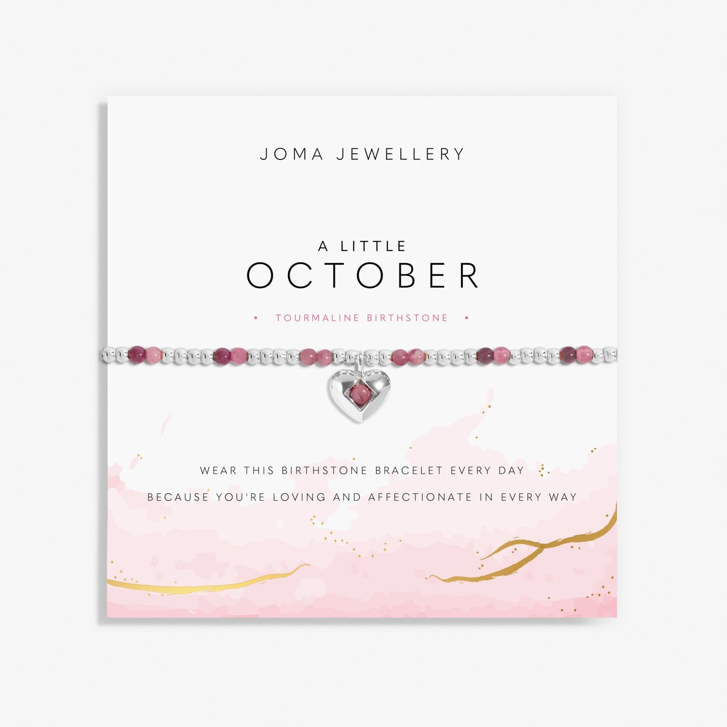 Birthstone A Little October Tourmaline Silver Plated Bracelet