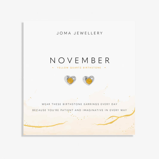 Birthstone Earrings November Yellow Quartz Silver Plated Earrings