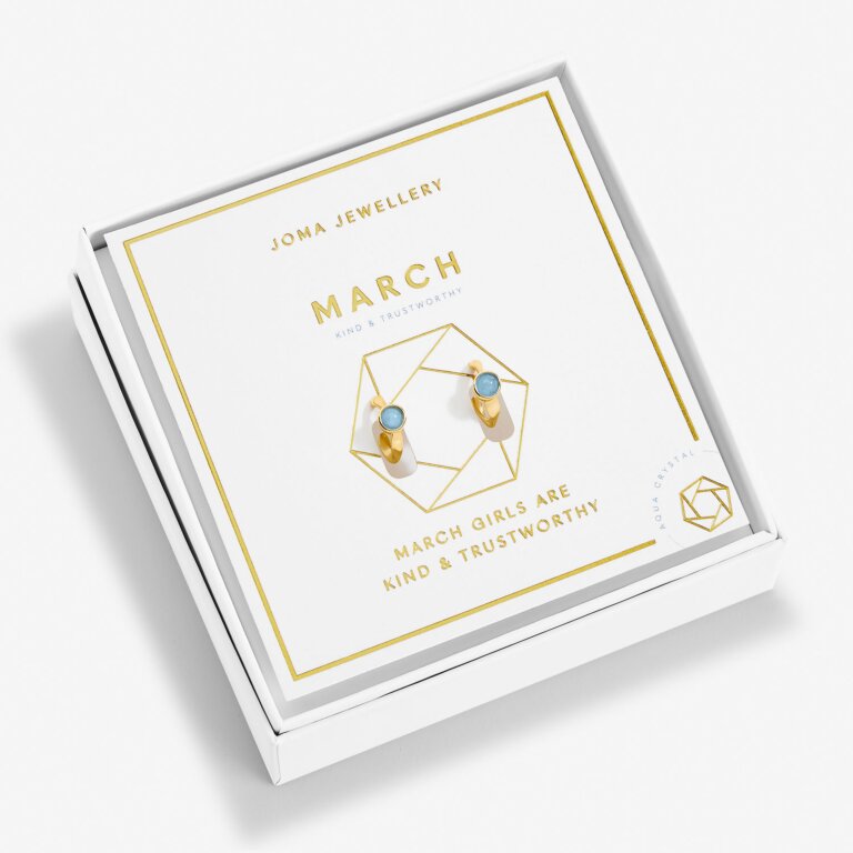 Joma Jewellery Birthstone Hoop Earring March Gold Plated Earrings