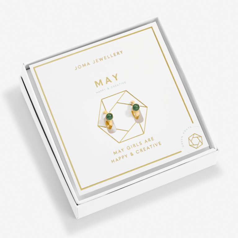 Joma Jewellery Birthstone Hoop Earring May Gold Plated Earrings