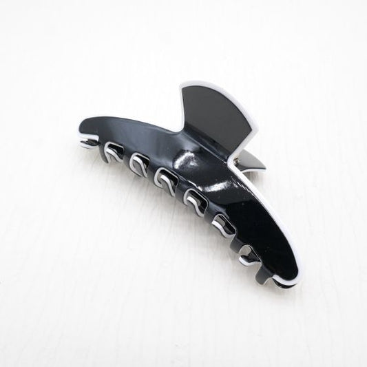 Black Hair Claw Clip with White Trim
