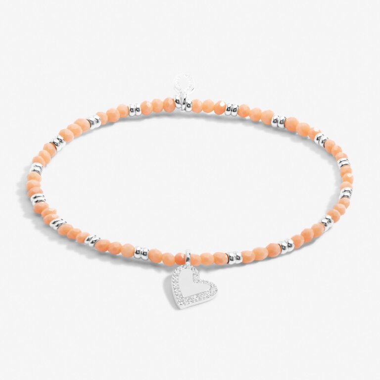Joma Jewellery Boho Beads Heart Orange & Silver Bracelet