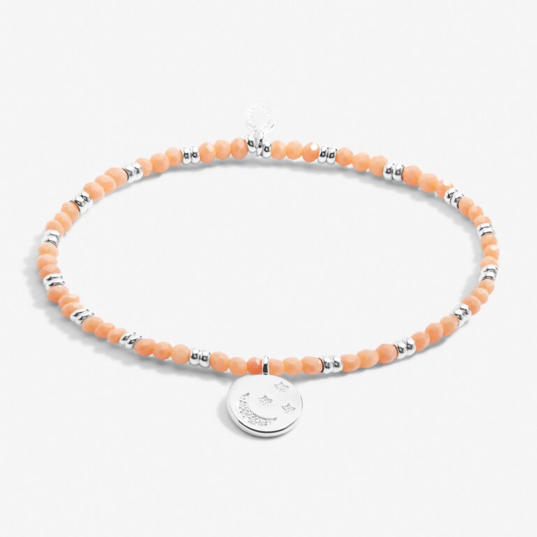 Joma Jewellery Boho Beads Moon Orange & Silver Bracelet