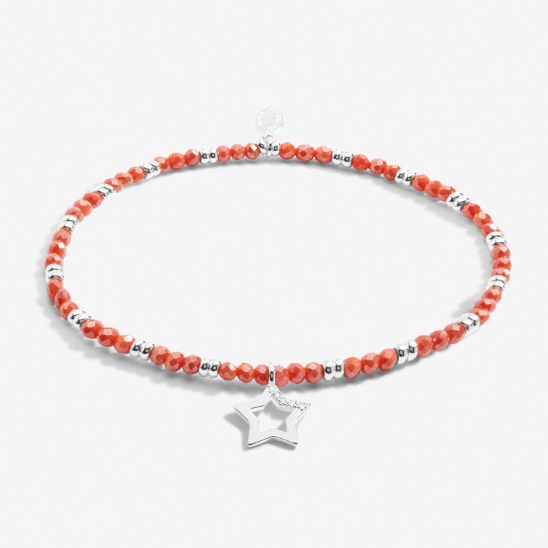 Joma Jewellery Boho Beads Star Coral & Silver Bracelet