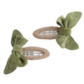 Bow Hair Clips Twin Pack Green