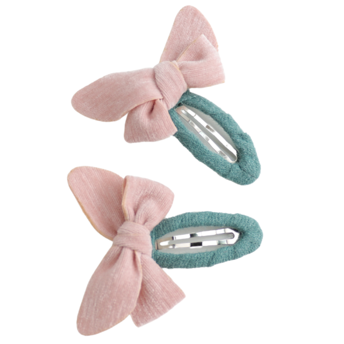 Bow Hair Clips Twin Pack Pink