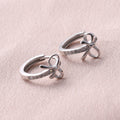 Bow With Crystal Hoop Earrings Silver