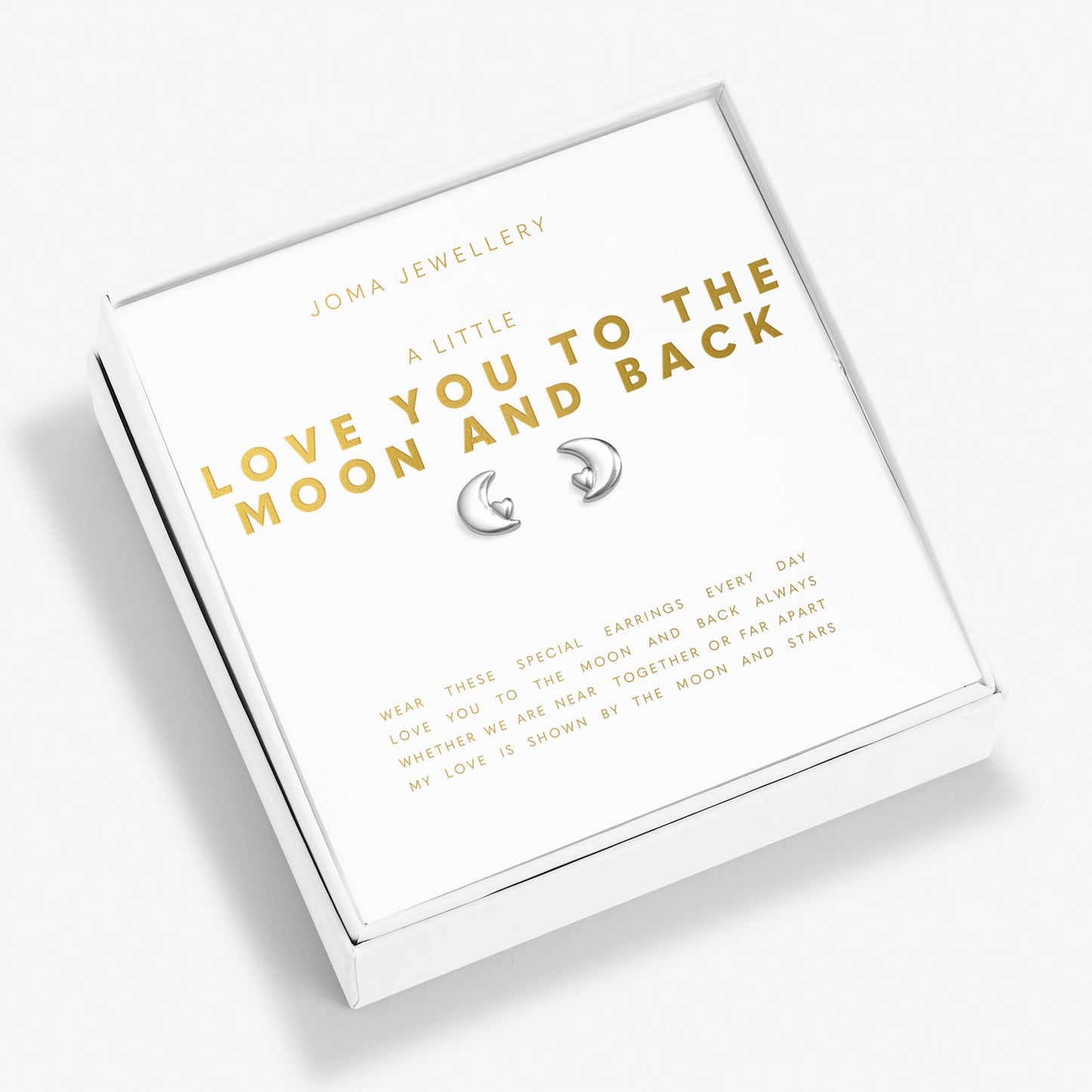 Boxed A Little Earrings Love You To The Moon Silver Plated Earrings